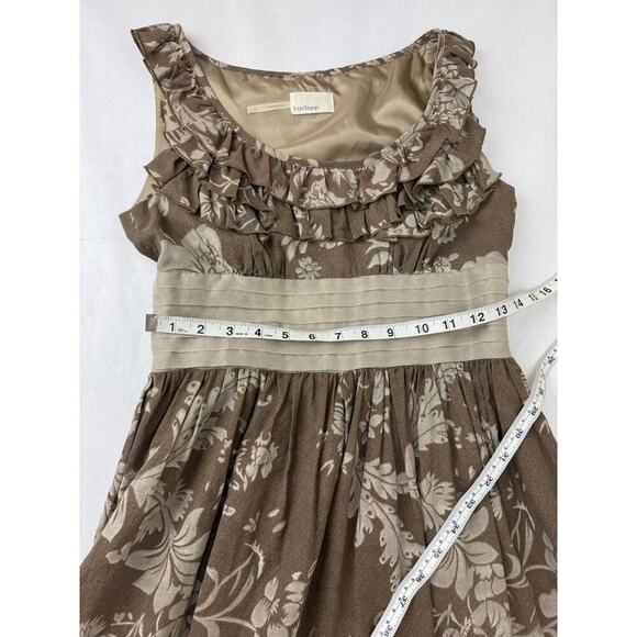 Anthropologie Burlapp Cottagecore Neutral Floral Print Dress Ruffle Scoop Small - Picture 6 of 11